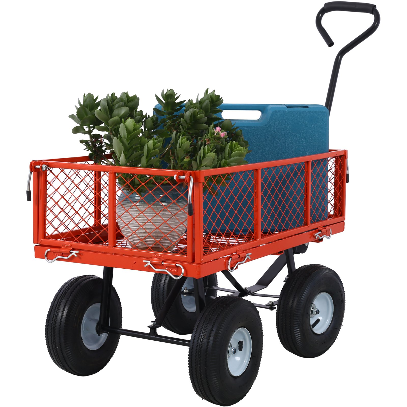 Steel Garden Cart, Steel Mesh Removable Sides, 3 cu ft, 550 lb Capacity ...