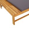 Sun Lounger with Dark Gray Cushion and Pillow Solid Wood Acacia